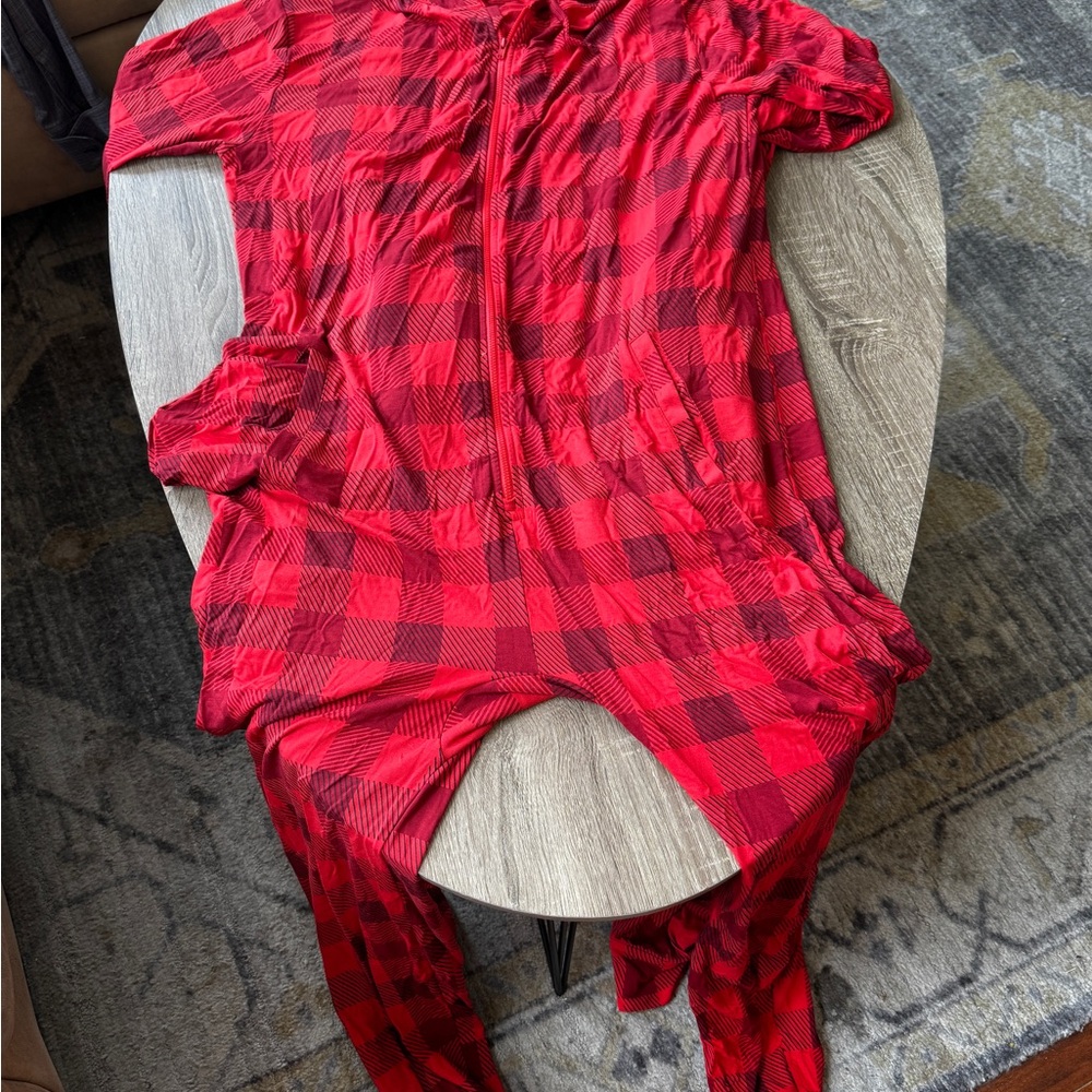 MeUndies Vibrant Red Hooded Jumpsuit